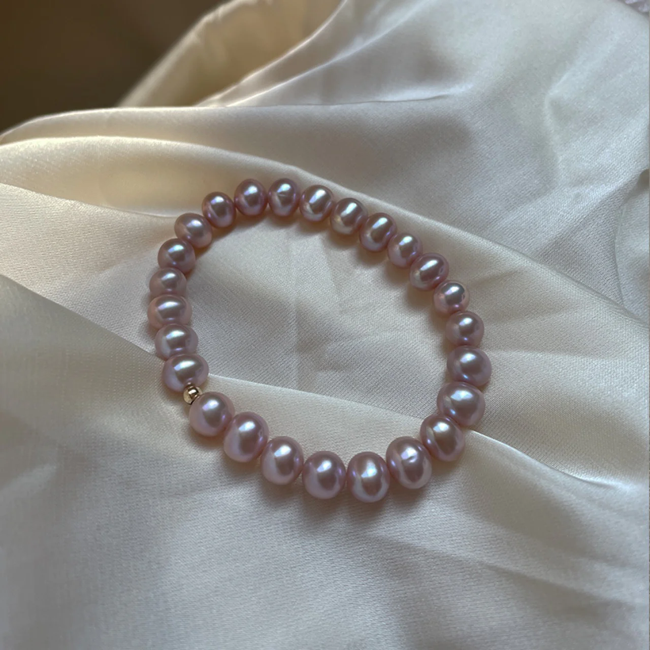 Elegant Pastel Pink Beaded Bracelet
