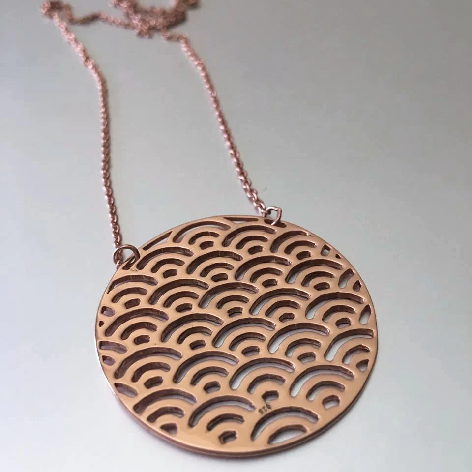 Elegant Geometric Rose Gold-Tone Pendant Necklace