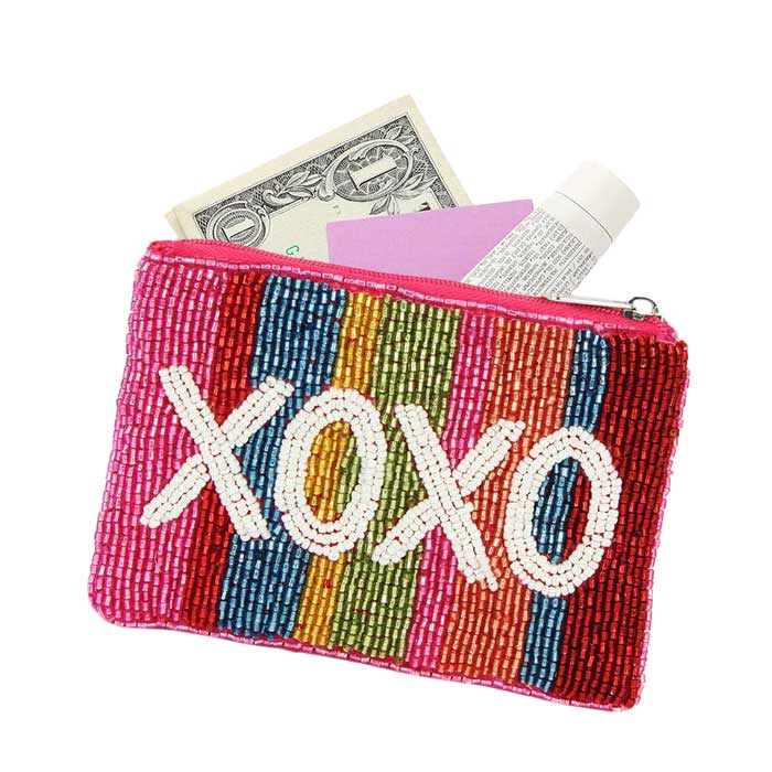 Vibrant Xoxo Beaded Clutch