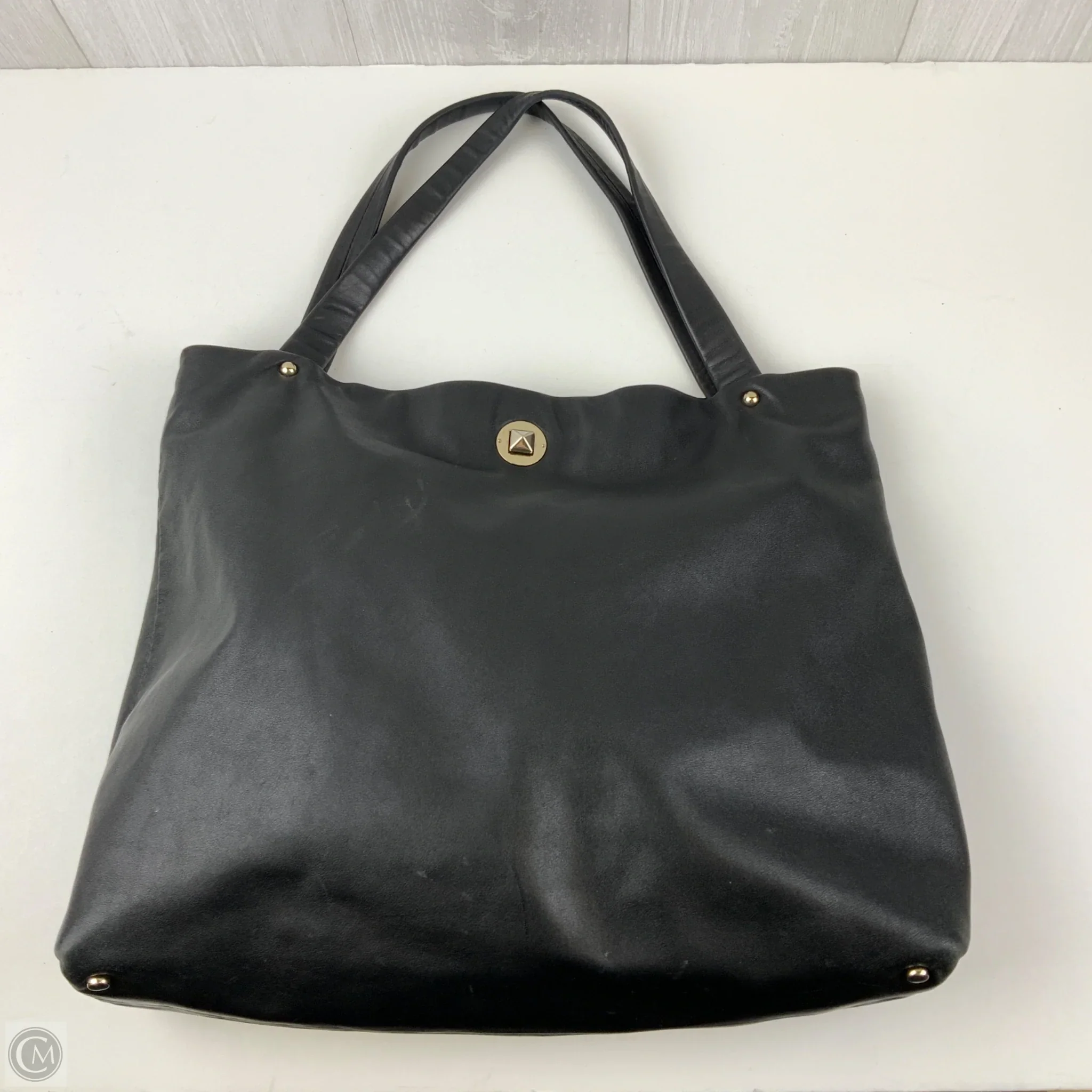 Elegant Black Faux Leather Tote Bag